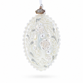 3D Pearl Roses Glass Egg Ornament 4 Inches