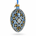 Ornate Midnight Blue Diamond Pattern Starburst Glass Egg Ornament