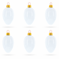 Set of 6 Glossy White Mini Glass Egg Ornaments 2.9 Inches