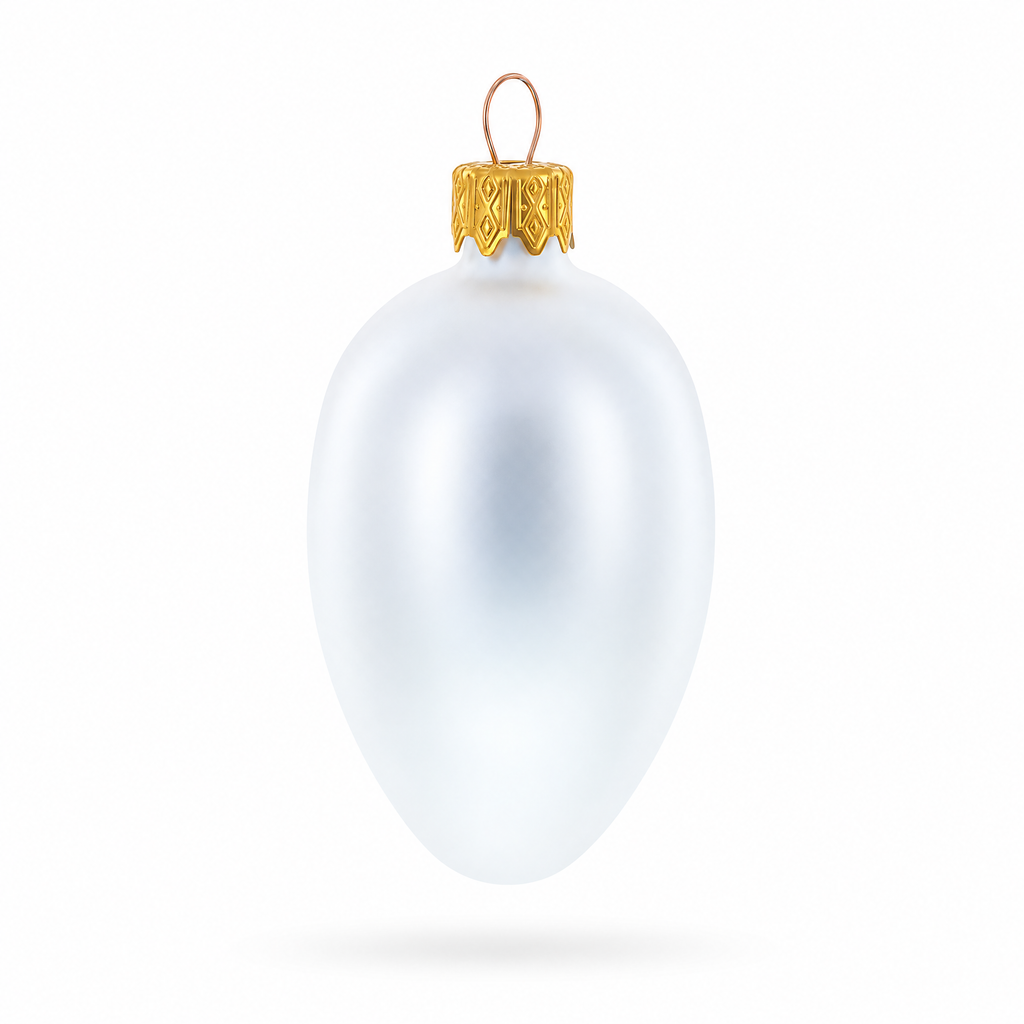 Set of 6 Matte  White Mini Glass Egg Ornaments 2.9 Inches