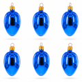 Set of 6 Glossy Blue Mini Glass Egg Ornaments 2.9 Inches