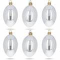 Set of 6 White Glossy Glass Egg Ornaments 4 Inches