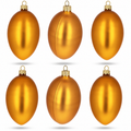 Set of 6 Orange Matte Glass Egg Ornaments 4 Inches