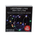 100-Light Battery Operated Multicolor Fairy Lights - Silver Wire