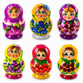 Set of 2 Salt and Pepper Shakers Nesting Dolls in Assortment (Colors May Vary)