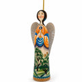 Wooden Hand Carved Angel Figurine Christmas Ornament 5.6 Inches