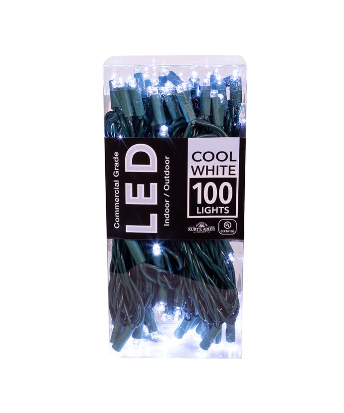 100-Light 5mm Cool White LED Green Wire Light Set