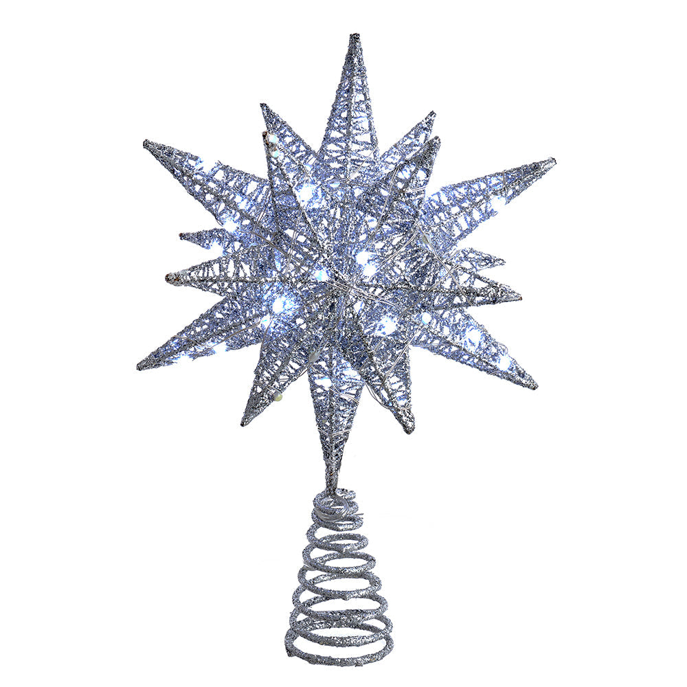 Twinkling Superbright LED Silver Starburst Treetopper