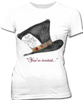 Mad Hatter You're Invited Juniors T-shirt