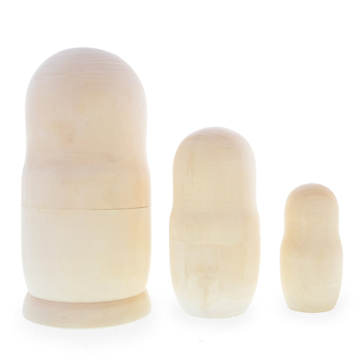 Set of 3 Unpainted Blank Wooden Nesting Dolls 7 Inches