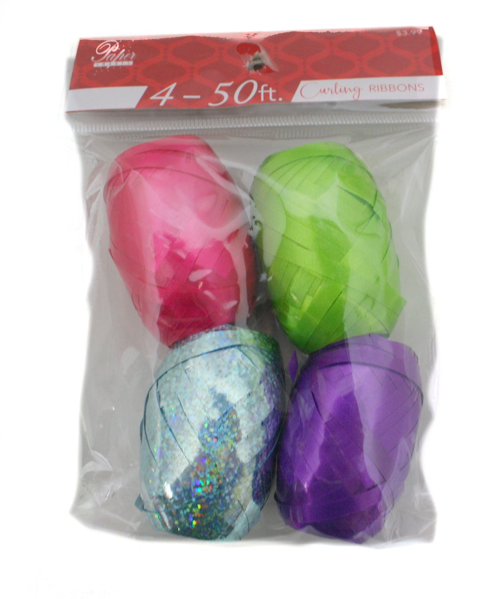Curling Ribbon Eggs 4 Pack - Blue / White / Silver