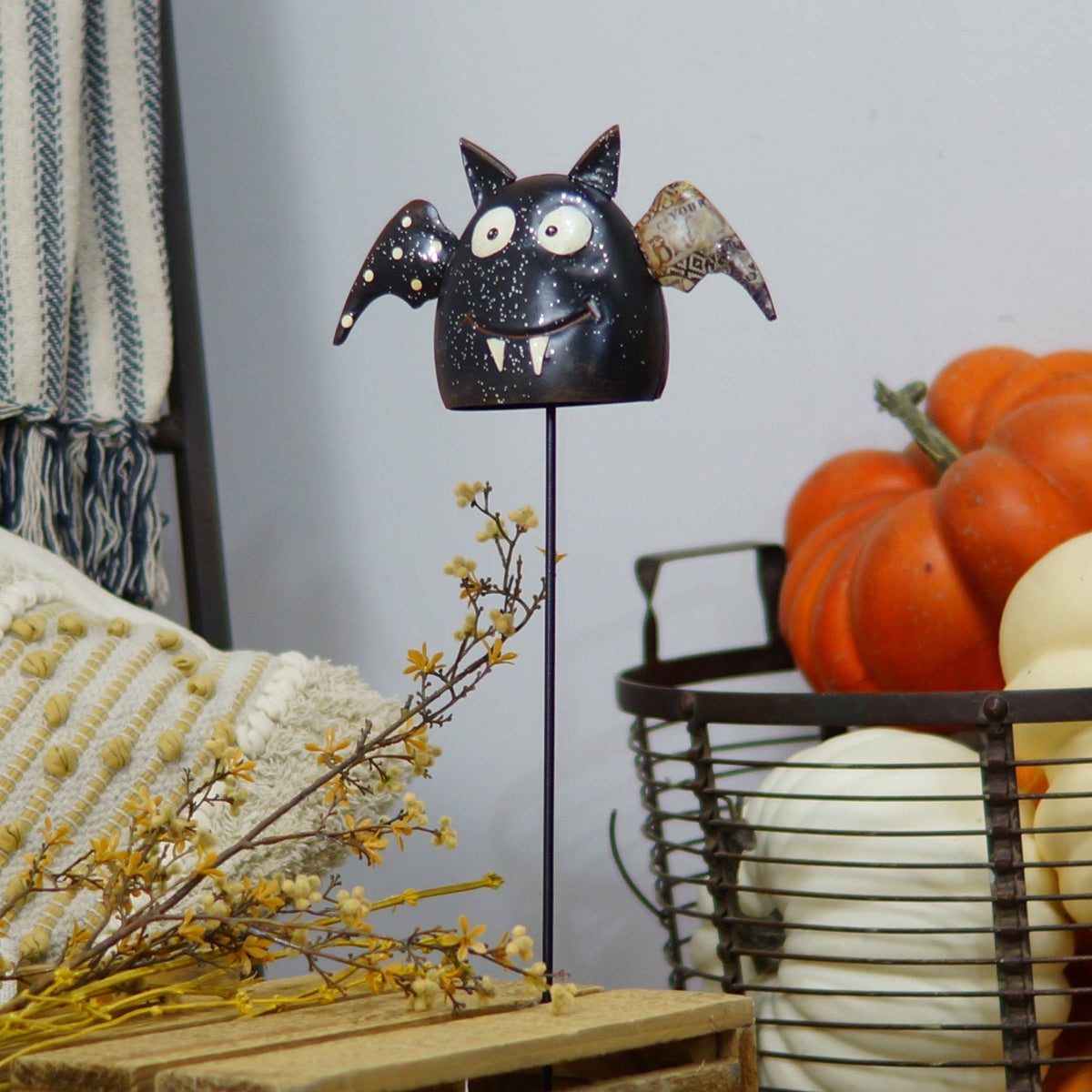 Metal Bat Garden Stake | 27-Inch Halloween Yard Decor