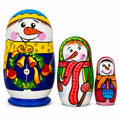 Set of 3 Snowman Family Wooden Nesting Dolls 4.25 Inches