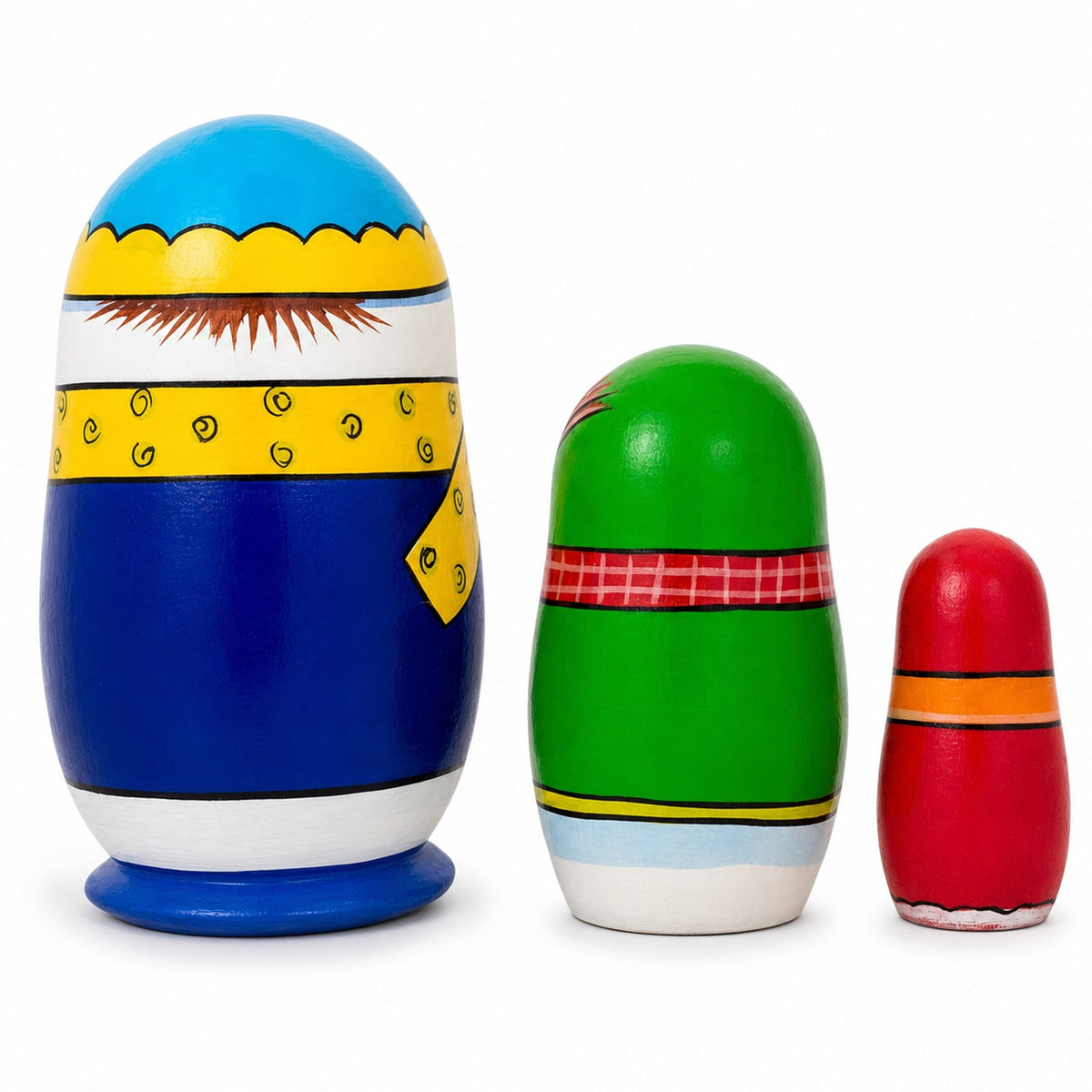 Set of 3 Snowman Family Wooden Nesting Dolls 4.25 Inches