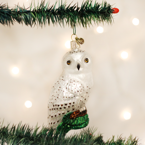 Great White Owl Glass Ornament