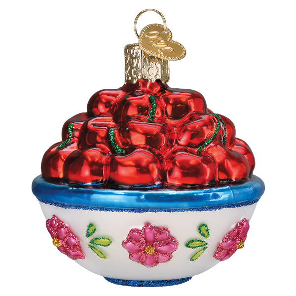 Bowl of Cherries Glass Ornament