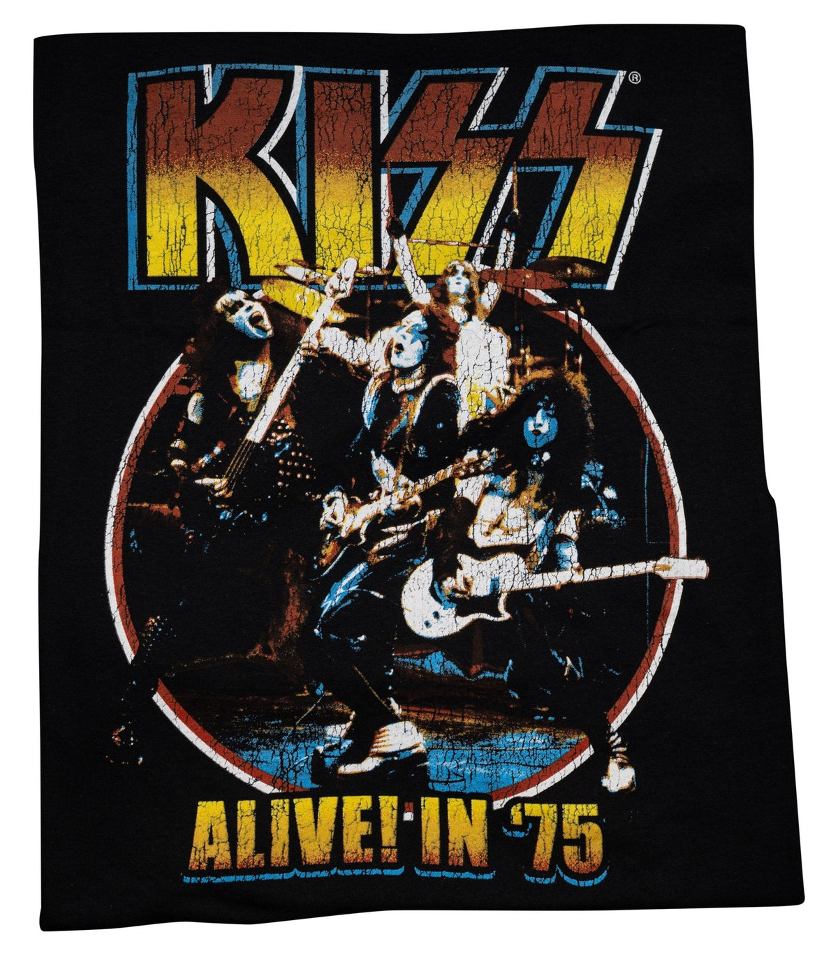 Music Band Kiss Alive in 75 Black T-Shirt