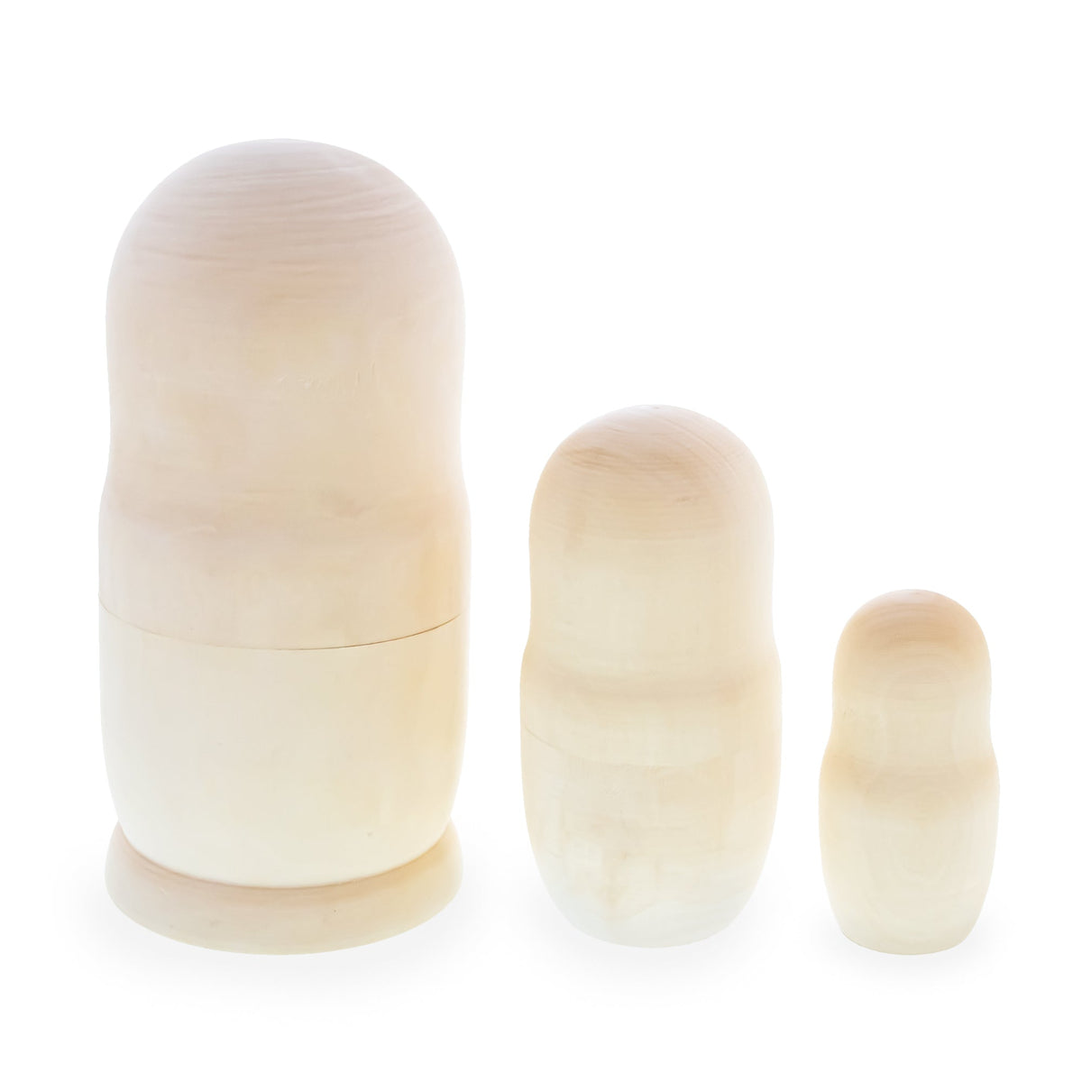 Set of 3 Unpainted Blank Wooden Nesting Dolls 7 Inches
