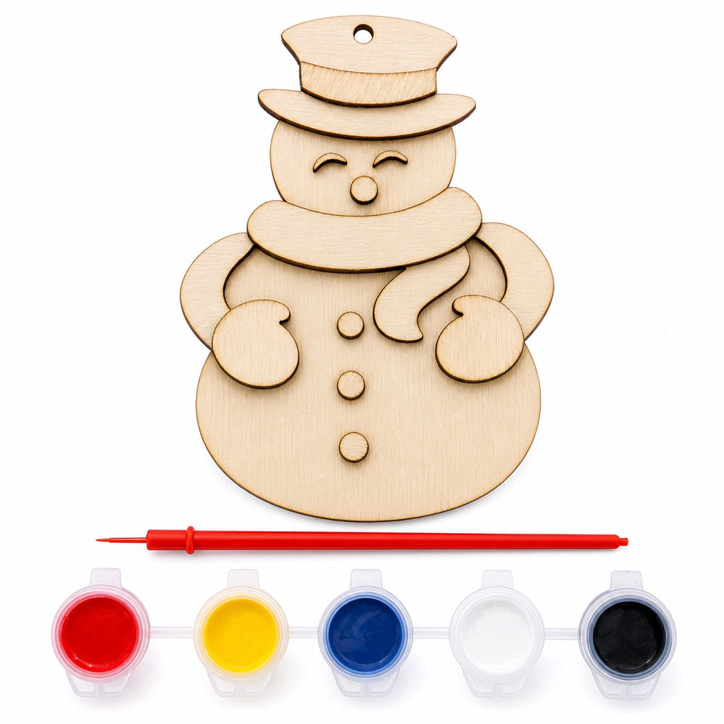 Unfinished Wooden Snowman Christmas Ornament Cutout DIY Craft Kit