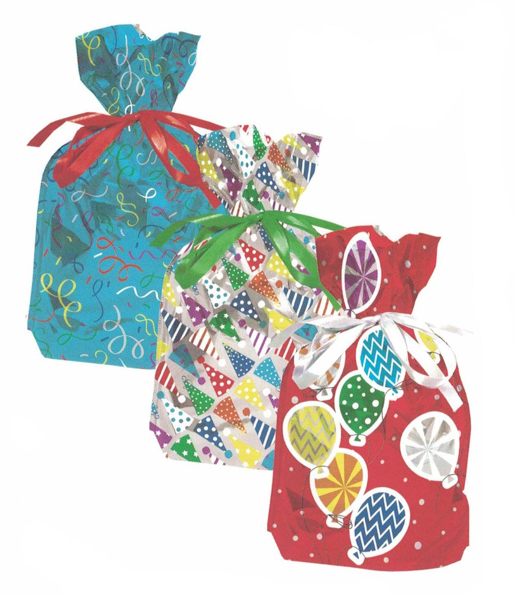 Pull String Large All Occasion Gift Bag - 3 Pack