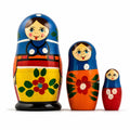 Set of 3 Folk Girls in Blue Scarf Wooden Nesting Dolls 3.5 Inches