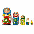 Set of 5 Folk Girls Wooden Nesting Dolls 5.5 Inches