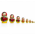 Set of 10 Wooden Bouquet of Flowers Nesting Dolls - 6" Matryoshka Set