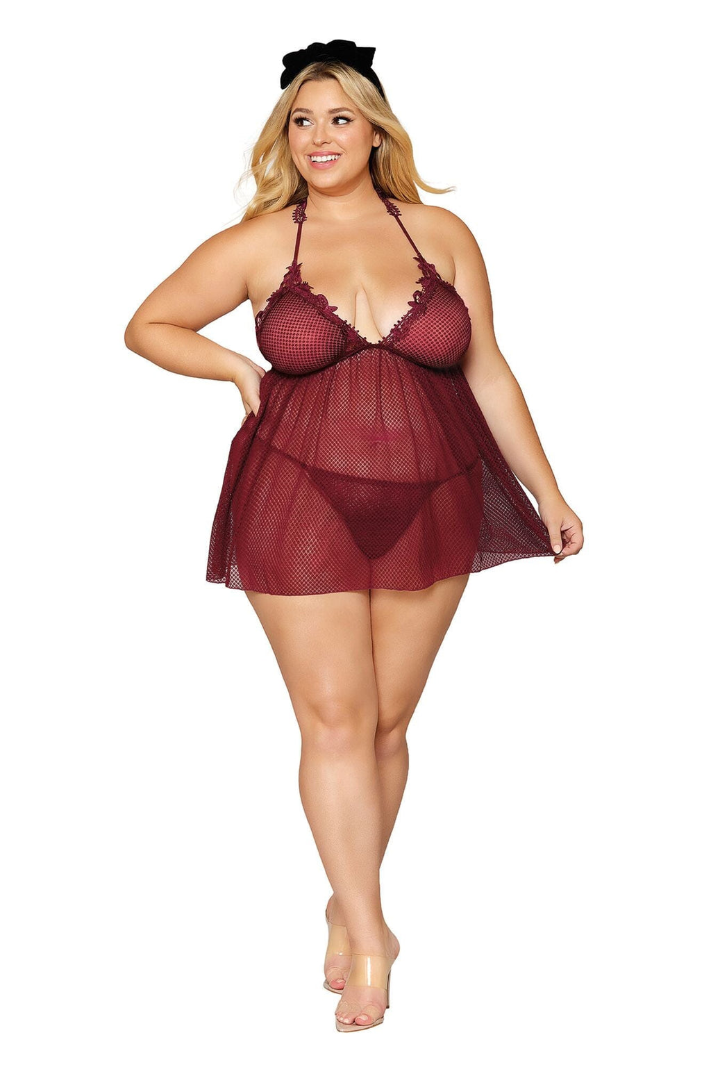 Dreamgirl Venise Embroidery Babydoll & G-String Set