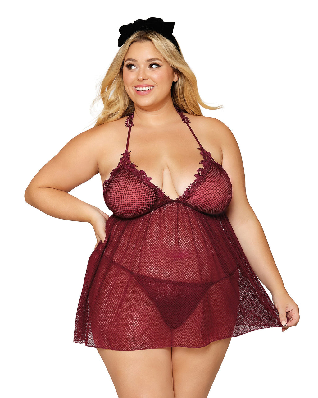 Dreamgirl Venise Embroidery Babydoll & G-String Set