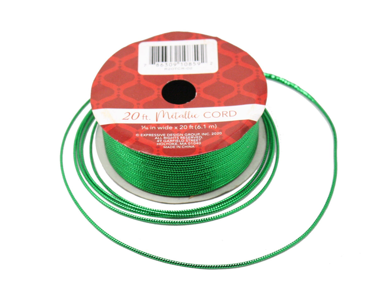 Metallic 20 Foot Wrapping Cord - Green