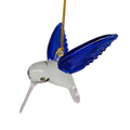 Egyptian Glass Hummingbird Ornament - Blue with Pink Beak