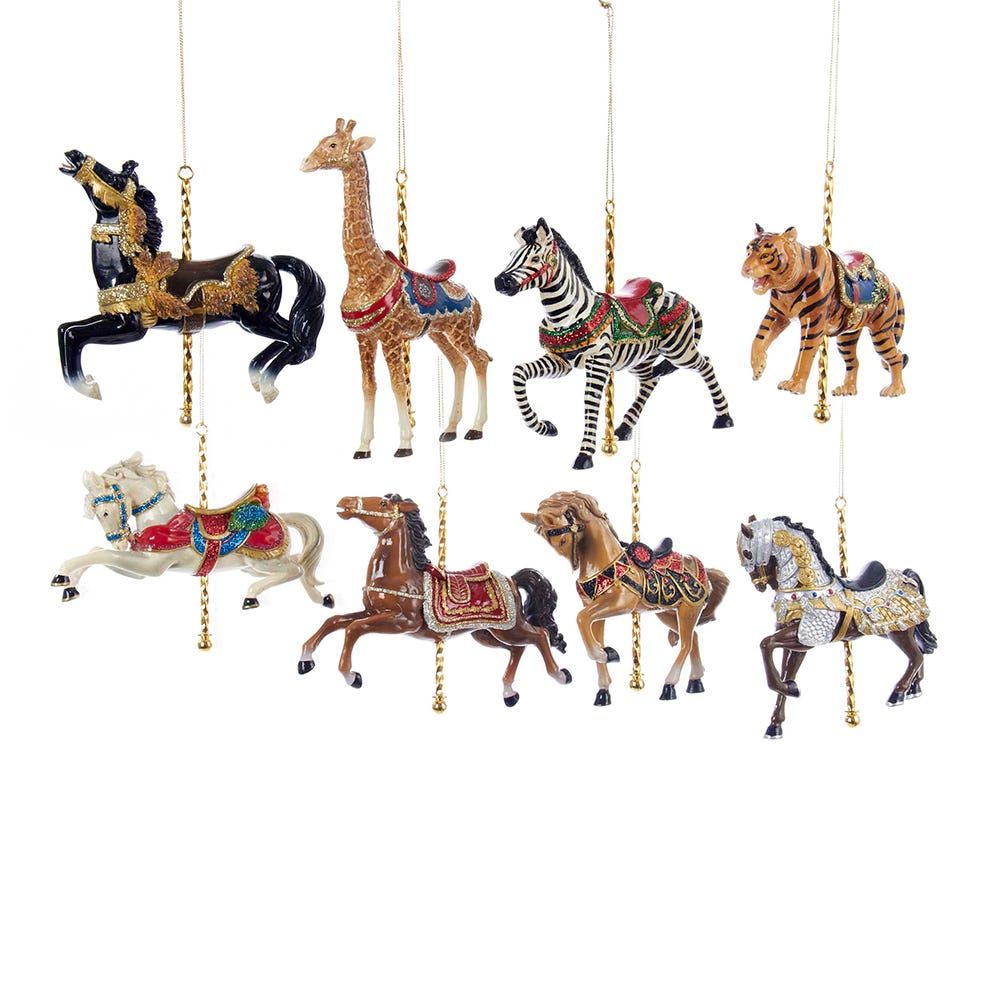 Resin Carousel Assortment Ornament - White Horse