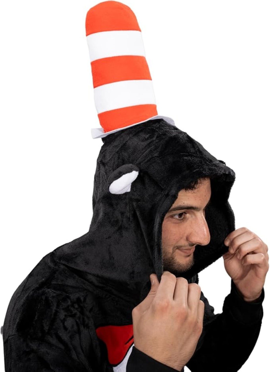 Officially Licensed Dr. Seuss Cat in Hat Adult Unisex Halloween Cosplay Costume Jumpsuit