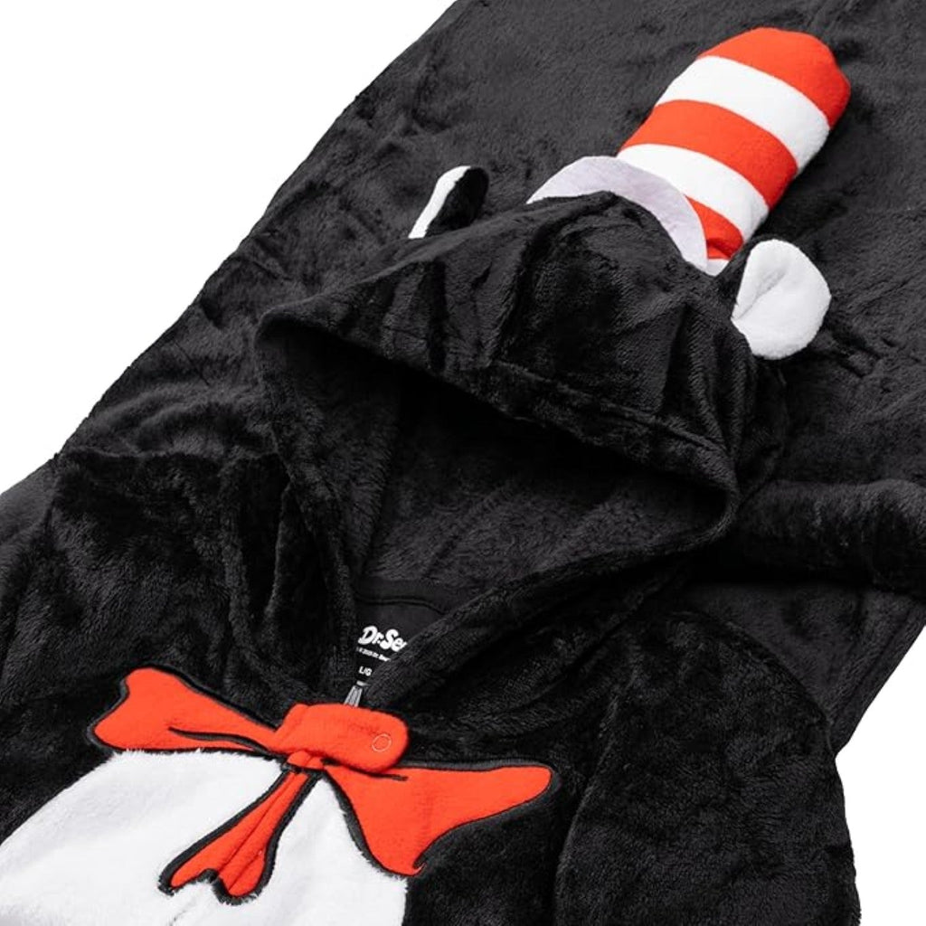 Officially Licensed Kids Youth Seuss Cat in Hall Halloween Cosplay Costume Fleece Jumpsuit