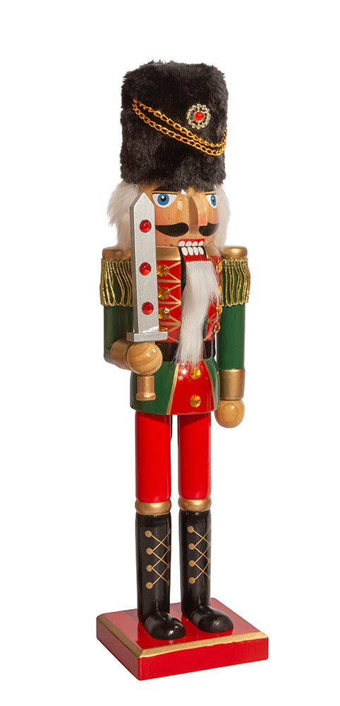 15 Inch Soldier Nutcracker - Red Base - Sword