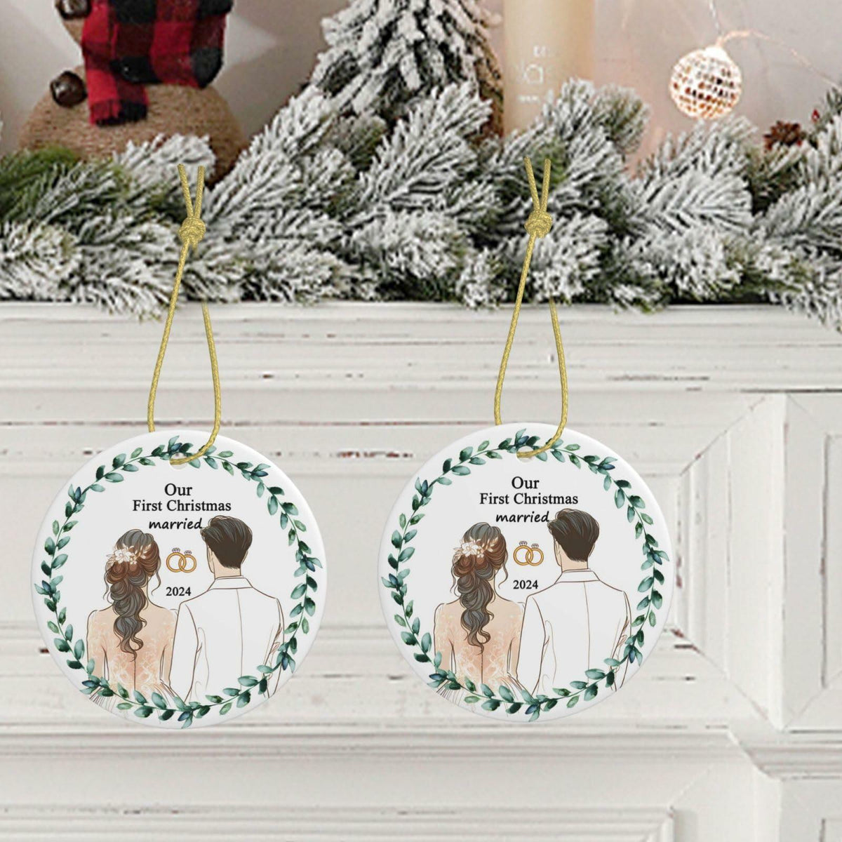 First Christmas Married 2024 Acrylic Ornament - Unique Wedding & Engagement Gift