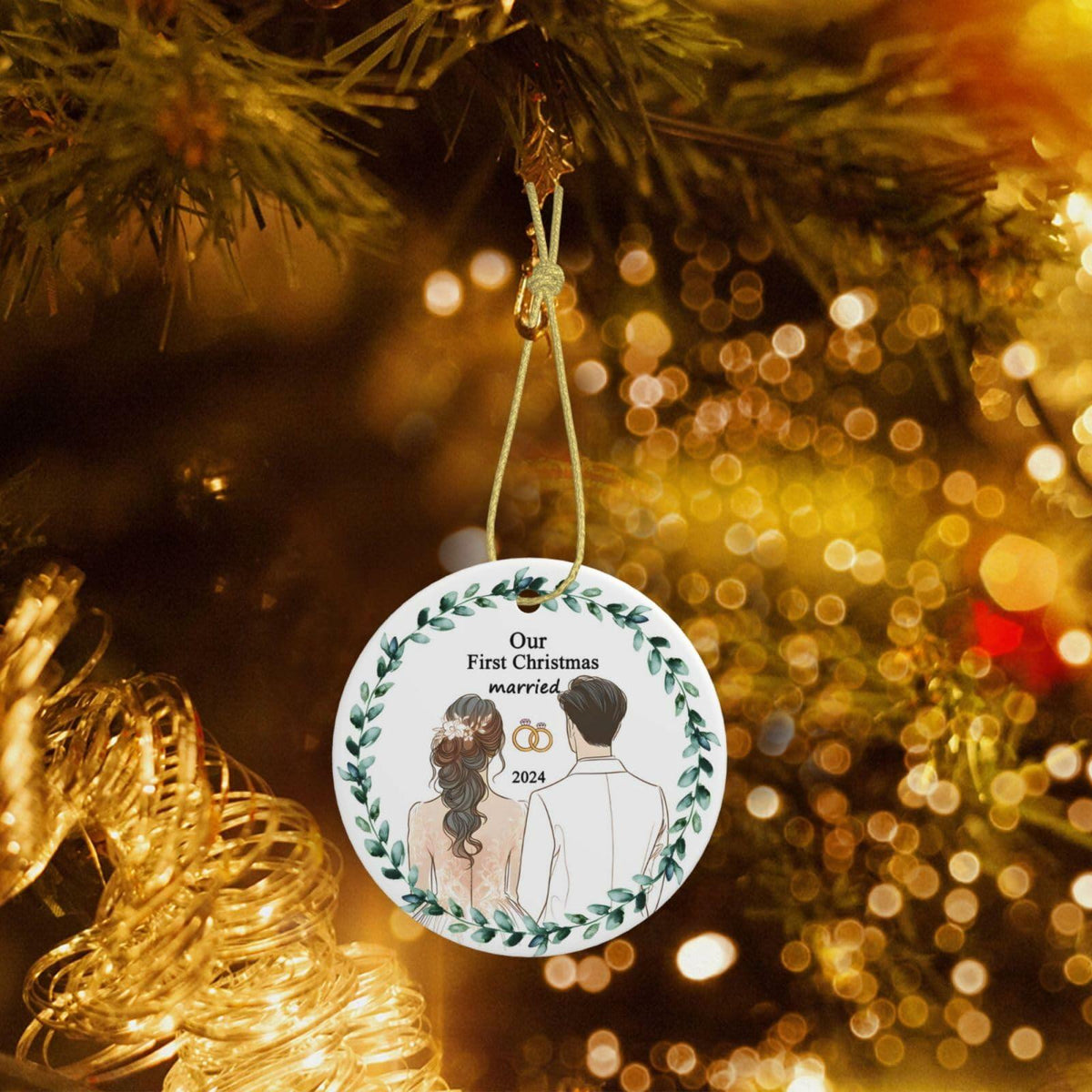 First Christmas Married 2024 Acrylic Ornament - Unique Wedding & Engagement Gift