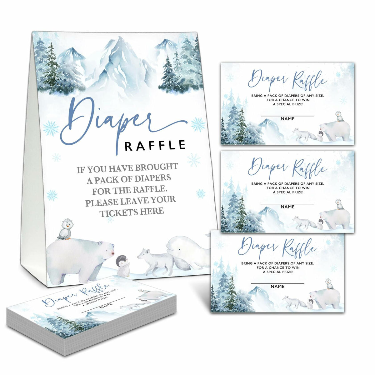 Christmas Baby Shower Game 50 Pink Truck Diaper Raffle Tickets with Sign