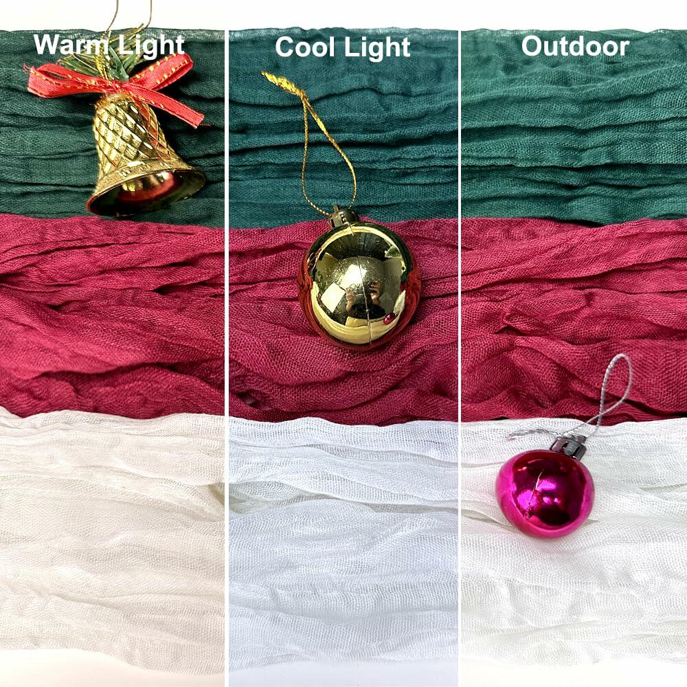 Booque Valley 3 Pack Green Cheesecloth Christmas Table Runner 35x120in Boho