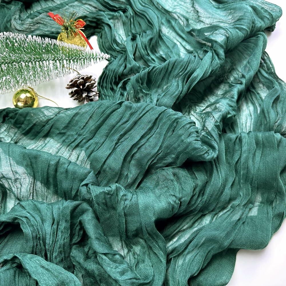 Booque Valley 3 Pack Green Cheesecloth Christmas Table Runner 35x120in Boho