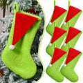 Lunmon 6pcs 18in Red Green Christmas Stockings Faux Fur Holiday Decor