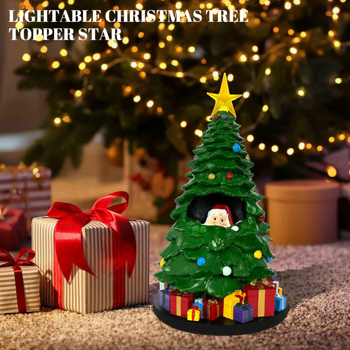 EVOLUX Mini Christmas Tree 2FT with Lights Ornaments Star Tabletop Decor