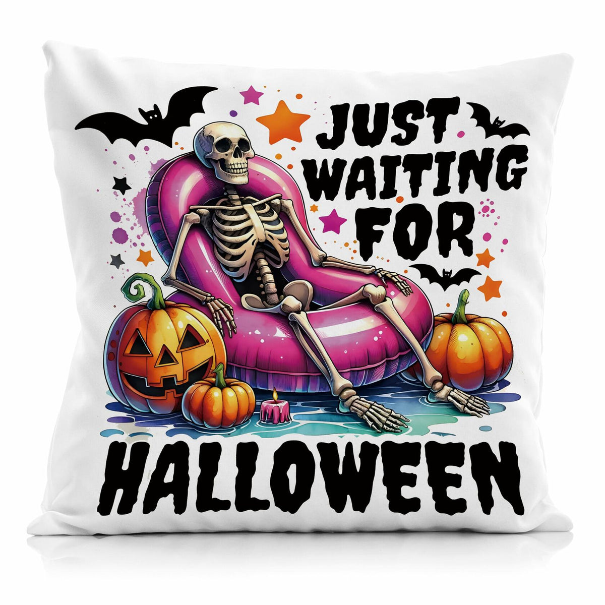 Nogrit Halloween Pumpkin Skeleton Pillow Covers 18x18 Orange 2 Pack