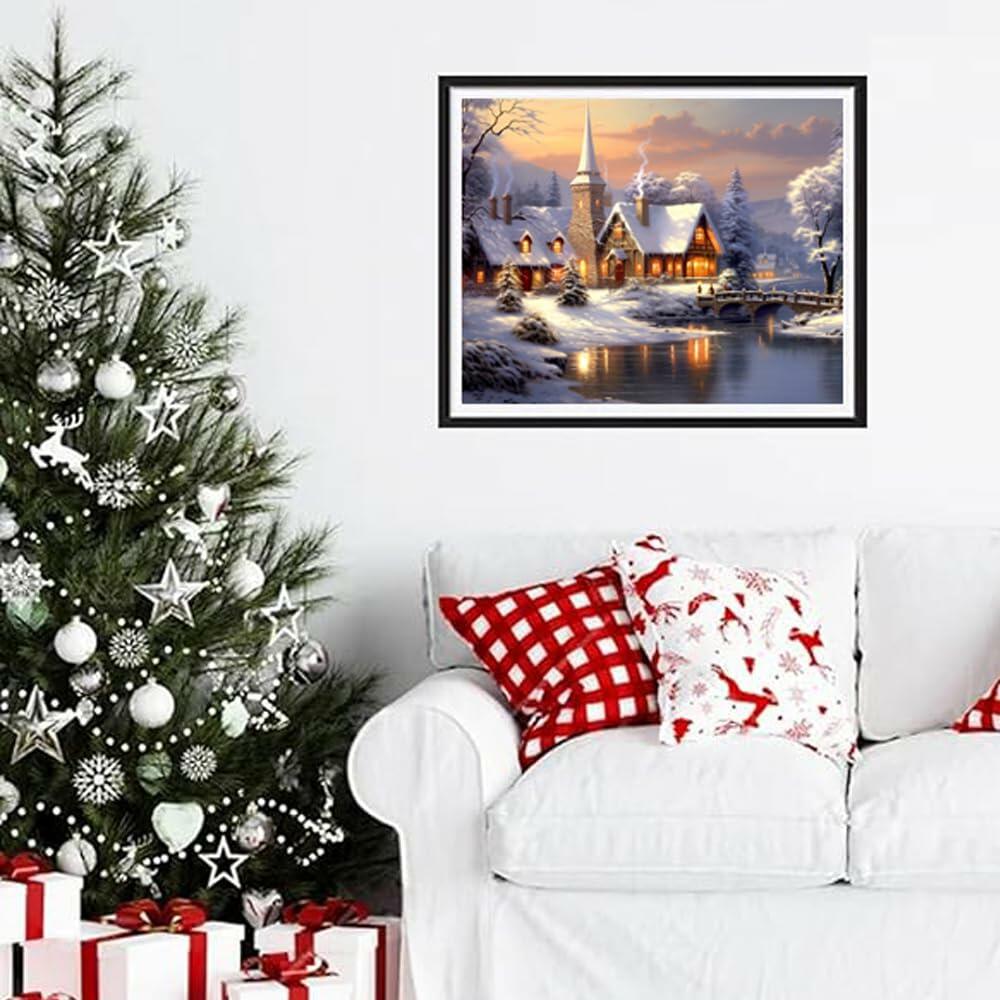 Rousp Christmas Diamond Painting Kit Winter Village 16x20 inch