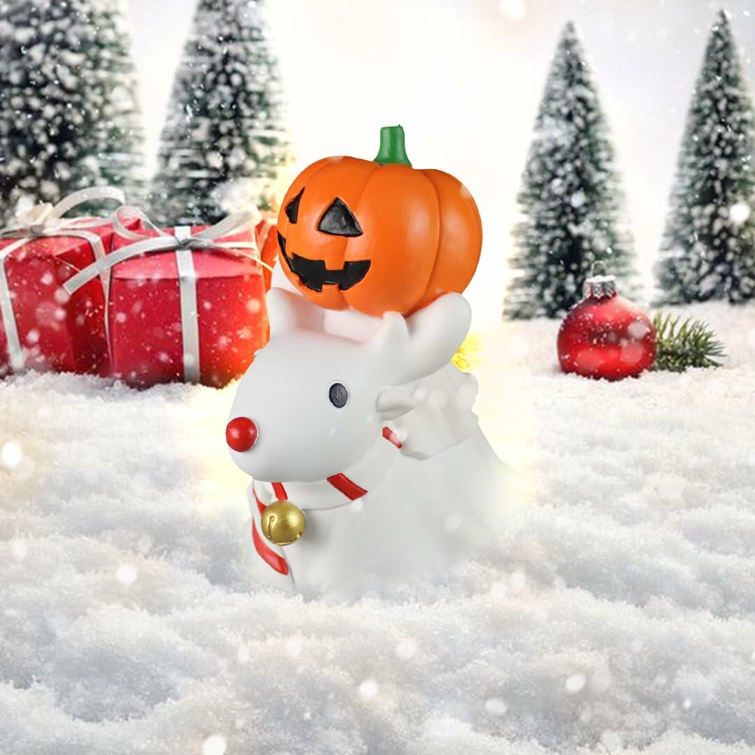 UHIWALKER Christmas Reindeer Figurine Pumpkin Home Garden Decor 0.88lb