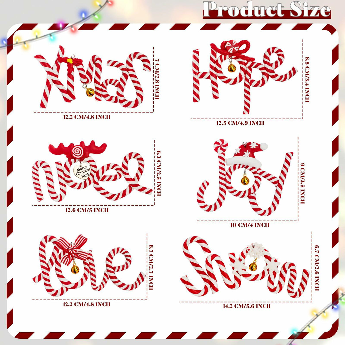 Langley 6 PCS 2024 Christmas Polymer Clay Hanging Ornaments Xmas Tree