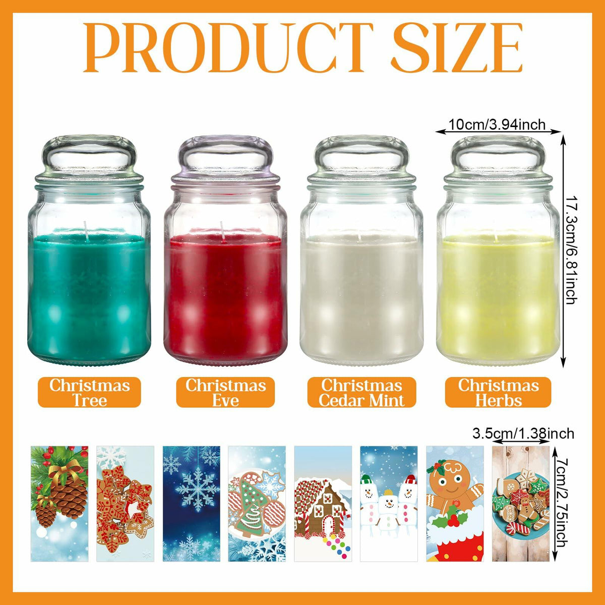 Tioncy Christmas Scented Candle Gift Set 68oz 4 Pcs Apple Cookies Mint