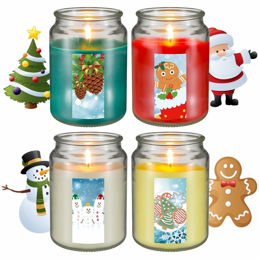 Tioncy Christmas Scented Candle Gift Set 68oz 4 Pcs Apple Cookies Mint