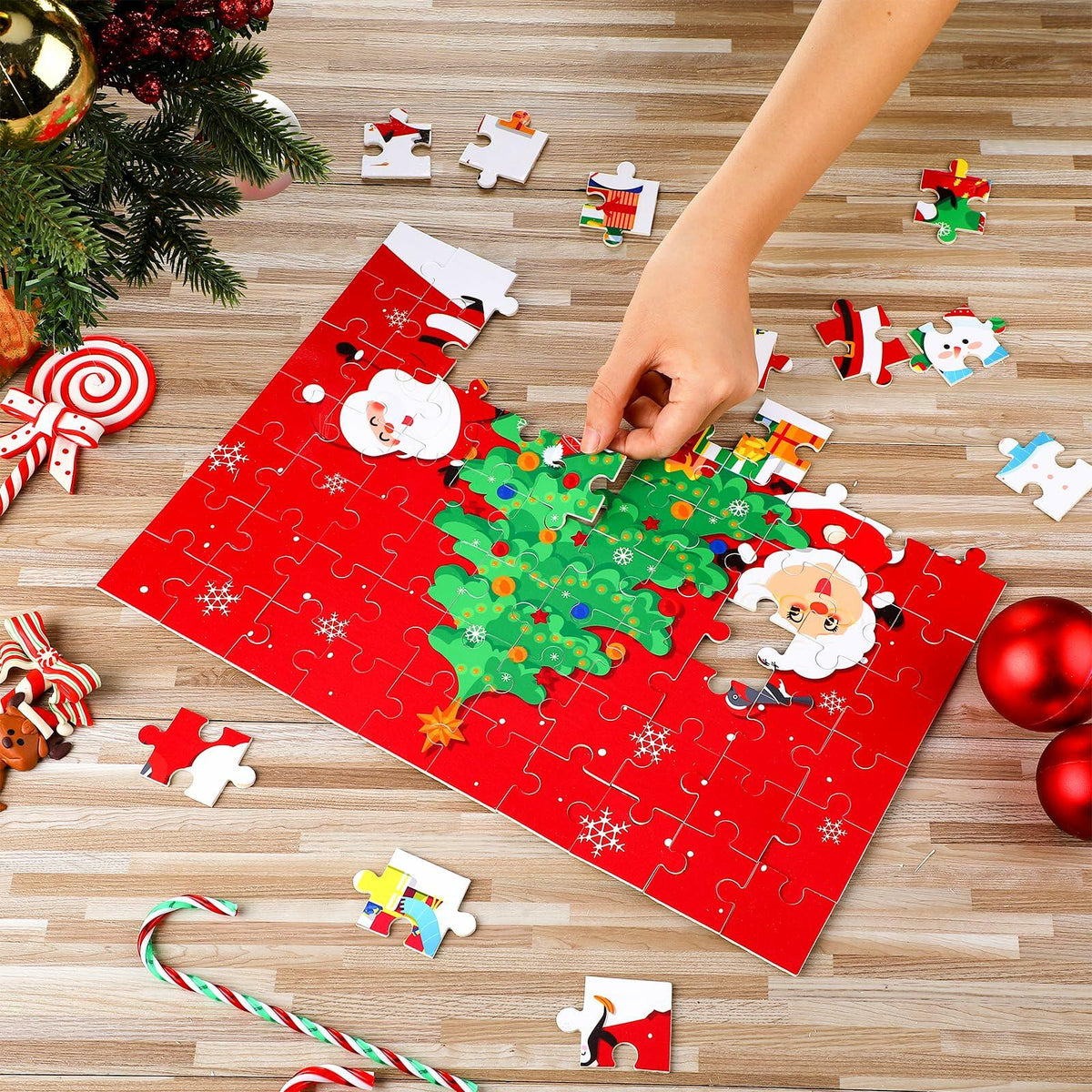 Poen 6 Set Christmas Wooden Jigsaw Puzzles Santa Claus Nativity Scene