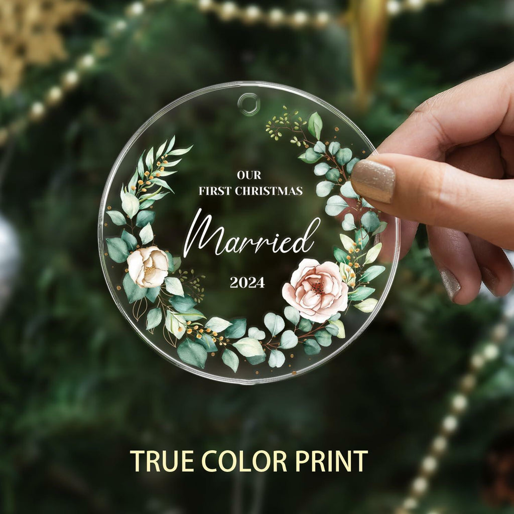 First Christmas Married Ornament 2024 1st Christmas Mr and Mrs Wedding Gift